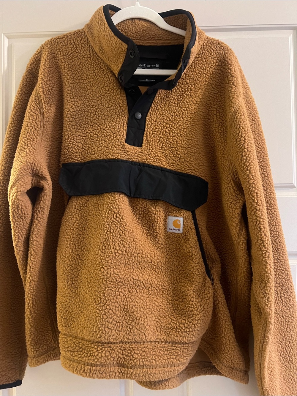 Carhartt Tan Sherpa Jacket with Black Accents